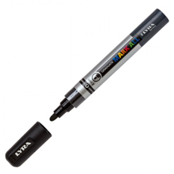 Marcatore a base d'acqua Graduate Mark All - punta tonda 2mm - nero - Lyra Marcatore a base d'acqua Graduate Mark All - punta tonda 2mm - nero - Lyra