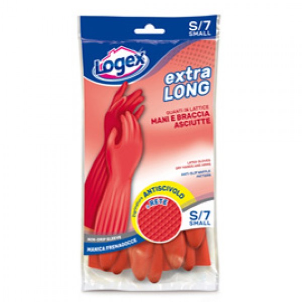 Guanti in lattice Extralong - taglia S - rosso - Logex Professional