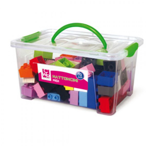 Mattoncini Midi da costruzione - in ABS - colori assortiti - CWR - bauletto da 70 pezzi Mattoncini Midi da costruzione - in ABS - colori assortiti - CWR - bauletto da 70 pezzi