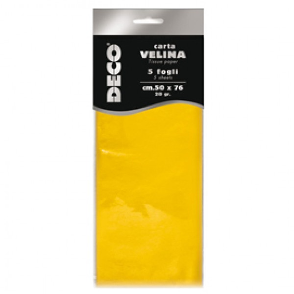 Carta velina - 20 gr - 50 x 76 cm - giallo - CWR - busta 5 fogli