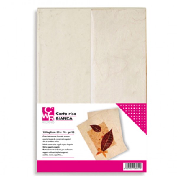 Carta riso - 50 x 70 cm - 25 g - bianco - CWR - conf. 10 fogli Carta riso - 50 x 70 cm - 25 g - bianco - CWR - conf. 10 fogli