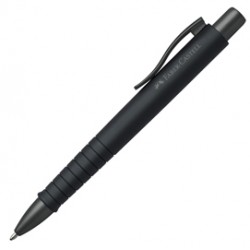 Penna a sfera a scatto Poly Ball - Punta 0,7mm - fusto all black - Faber-Castell