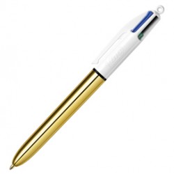 Penna sfera scatto multifunzione 4 Colors Shine - punta 1,0 mm - fusto oro - Bic – conf. 12 pezzi