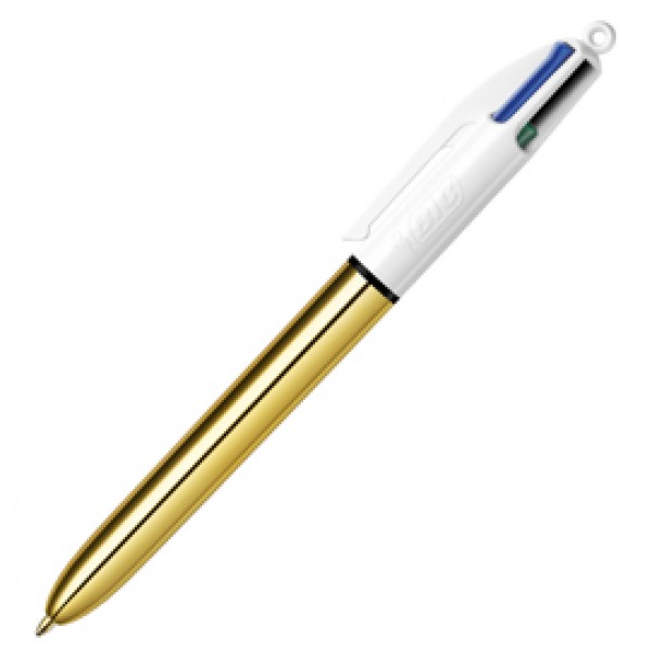 Penna sfera scatto multifunzione 4 Colors Shine - punta 1,0 mm - fusto oro - Bic – conf. 12 pezzi