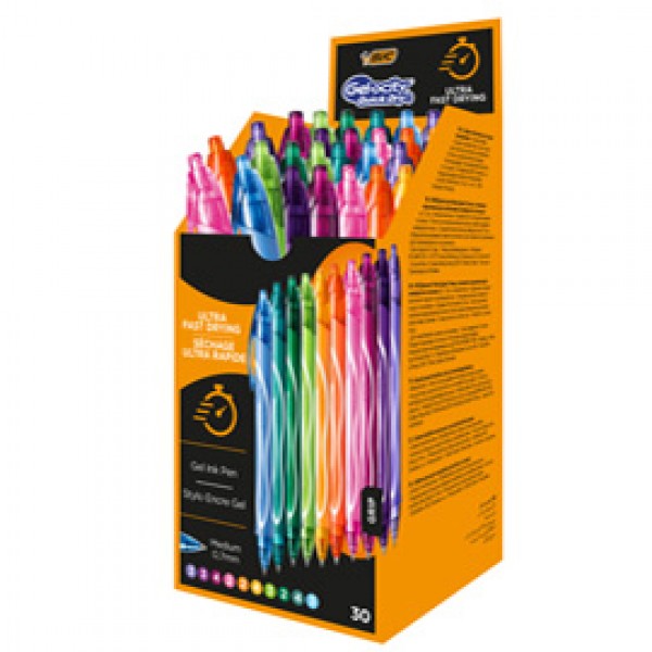 Penna gel scatto Geolocity Quick Dry - punta 0,7 mm - 10 colori assortiti - Bic - box 30 pezzi Penna gel scatto Geolocity Quick Dry - punta 0,7 mm - 10 colori assortiti - Bic - box 30 pezzi