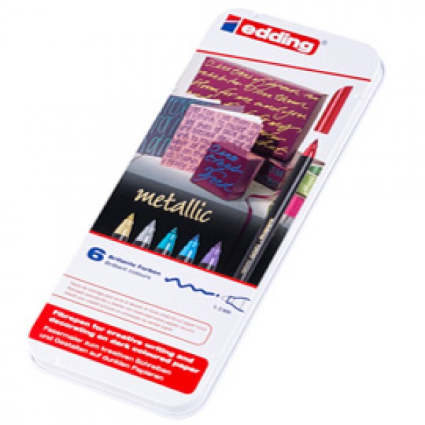 Pennarelli 1200 metallic - tratto 1 mm - colori assortiti - Edding - astuccio 6 pezzi Pennarelli 1200 metallic - tratto 1 mm - colori assortiti - Edding - astuccio 6 pezzi