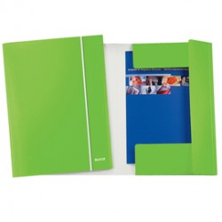 Cartella con elastico WOW - cartoncino plastificato - 3 lembi - 25x35 cm - verde lime - Leitz