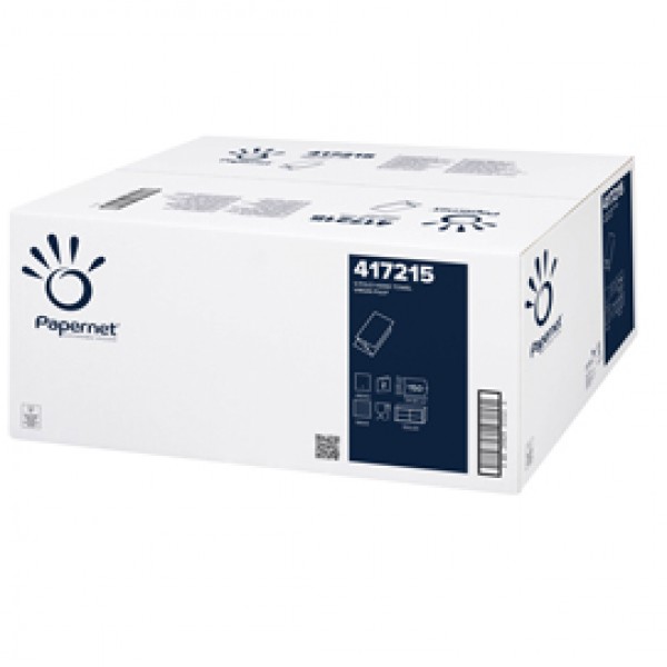Asciugamani piegati a V - 2 veli - 18 gr - goffratura a onda - 24 x 21 cm - bianco - Papernet - conf. 150 pezzi Asciugamani piegati a V - 2 veli - 18 gr - goffratura a onda - 24 x 21 cm - bianco - Papernet - conf. 150 pezzi
