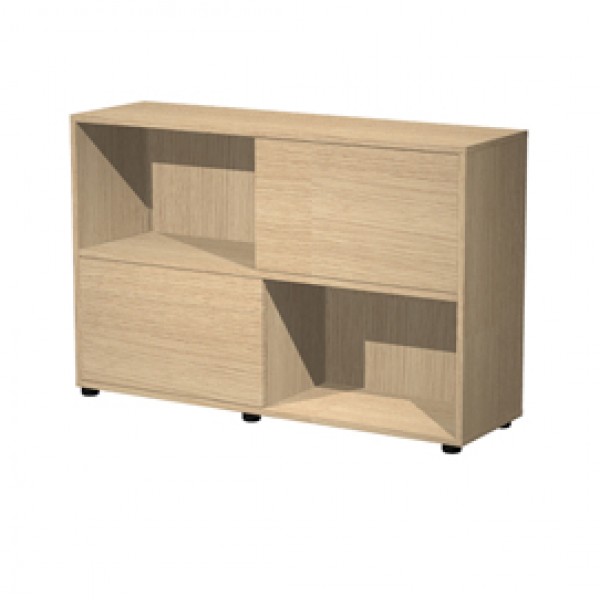 Libreria bassa Tetris a 2 ripiani ante scorrevoli - 120x35x79 cm - rovere/rovere - Artexport Libreria bassa Tetris a 2 ripiani ante scorrevoli - 120x35x79 cm - rovere/rovere - Artexport