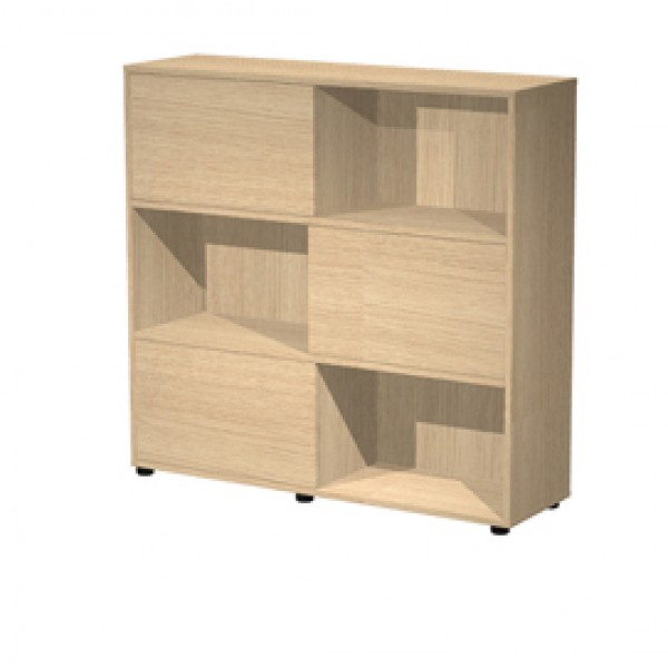 Libreria bassa Tetris a 3 ripiani ante scorrevoli - 120x35x116 cm - rovere/rovere - Artexport Libreria bassa Tetris a 3 ripiani ante scorrevoli - 120x35x116 cm - rovere/rovere - Artexport