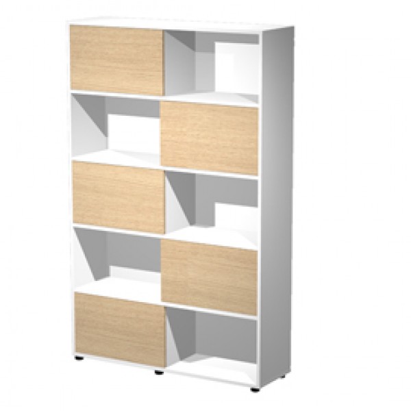Libreria alta Tetris - 5 ripiani - ante scorrevoli - 120 x 35 x191 cm - rovere/bianco - Artexport Libreria alta Tetris - 5 ripiani - ante scorrevoli - 120 x 35 x191 cm - rovere/bianco - Artexport
