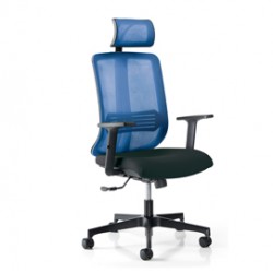 Poltrona semidirezionale Vertigo VRAPG - con braccioli regolabili e poggiatesta - nero/blu - Unisit