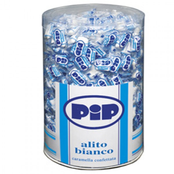 Caramelle confettate Pip - alito bianco - barattolo 800 pezzi Caramelle confettate Pip - alito bianco - barattolo 800 pezzi