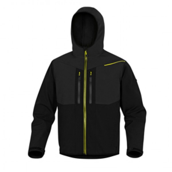 Giacca Softshell Horten - tessuto Softshell/poliestere/elastan - con cappuccio - taglia XL - nero/giallo - Deltaplus Giacca Softshell Horten - tessuto Softshell/poliestere/elastan - con cappuccio - taglia XL - nero/giallo - Deltaplus