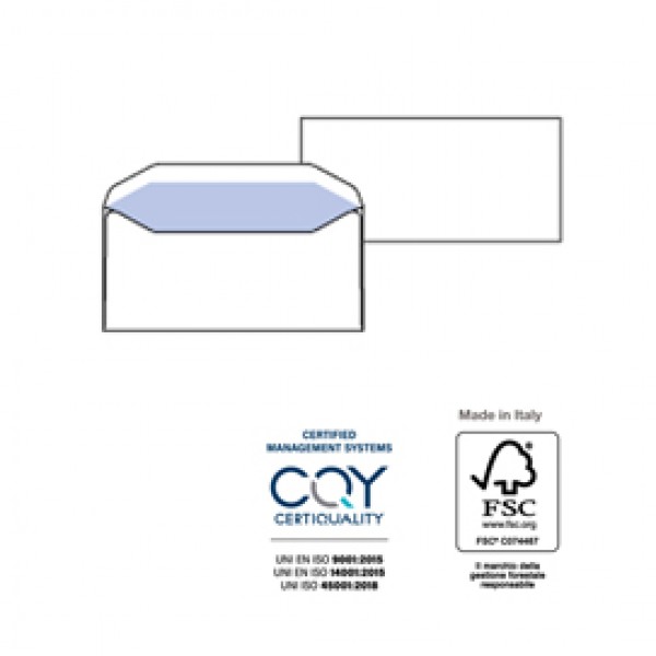 Busta Silver Matic FSC - senza finestra - gommata - 11 x 23 cm - 80 gr - bianco - Pigna Envelopes - conf. 500 pezzi Busta Silver Matic FSC - senza finestra - gommata - 11 x 23 cm - 80 gr - bianco - Pigna Envelopes - conf. 500 pezzi