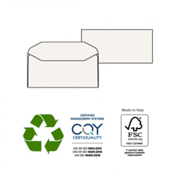 Busta Kami Gommata - senza finestra - 11 x 23 cm - 100 gr - carta riciclata FSC - bianco - Pigna Envelopes - conf. 500 pezzi Busta Kami Gommata - senza finestra - 11 x 23 cm - 100 gr - carta riciclata FSC - bianco - Pigna Envelopes - conf. 500 pezzi