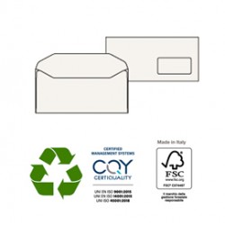 Busta Kami Gommata - con finestra - 11 x 23 cm - 100 gr - carta riciclata FSC - bianco - Pigna Envelopes - conf. 500 pezzi