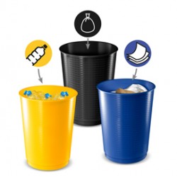 Cestino raccolta differenziata - 40 L - giallo / blu / nero - Cep - set 3 pezzi