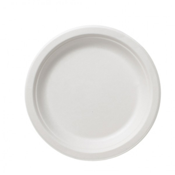 Piatto piano monouso Bio - rotondo - diametro 22,5 cm - cellulosa/canna da zucchero - bianco - Leone - conf. 50 pezzi Piatto piano monouso Bio - rotondo - diametro 22,5 cm - cellulosa/canna da zucchero - bianco - Leone - conf. 50 pezzi