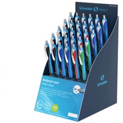 Penna sfera Slider Rave - colori assortiti (blu/nero/rosso/verde) - Schneider - expo 30 pezzi