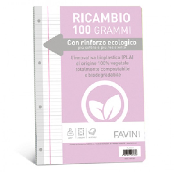 Ricambi c/rinforzo ecologico - A4 - 100 gr - 40 fg - rigo di 1a - Favini