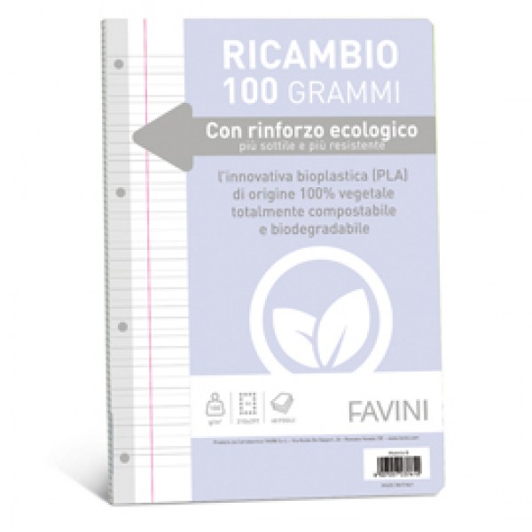 Ricambi c/rinforzo ecologico - A4 - 100 gr - 40 fg - rigo di 3a - Favini