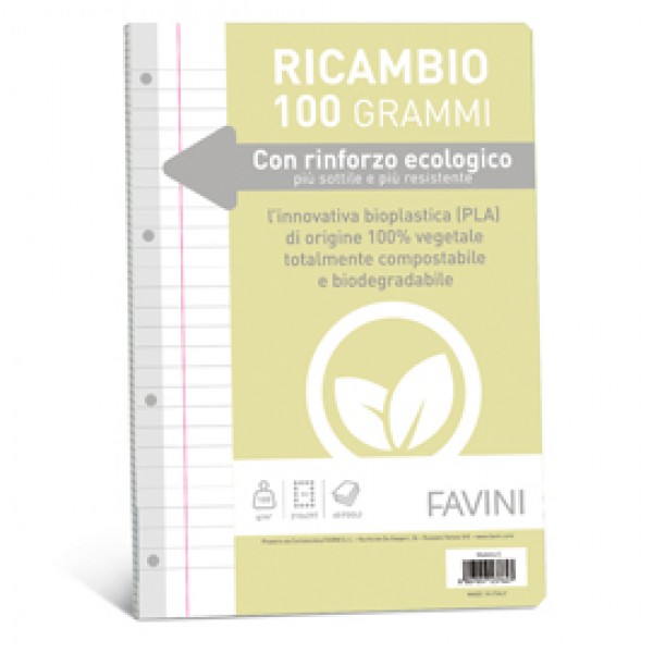 Ricambi c/rinforzo ecologico - A4 - 100gr - 40 fg - 1 rigo c/margine - Favini