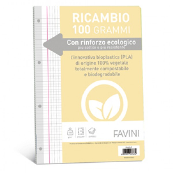Ricambi c/rinforzo ecologico - A4 - 100gr - 40 fg - 5mm c/margine - Favini Ricambi c/rinforzo ecologico - A4 - 100gr - 40 fg - 5mm c/margine - Favini