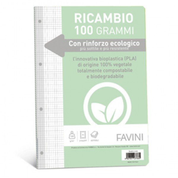Ricambi c/rinforzo ecologico - A4 - 100 gr - 40 fg - 4 mm - Favini Ricambi c/rinforzo ecologico - A4 - 100 gr - 40 fg - 4 mm - Favini