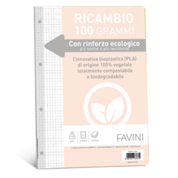 Ricambi c/rinforzo ecologico - A4 - 100 gr - 40 fg - 5 mm - Favini Ricambi c/rinforzo ecologico - A4 - 100 gr - 40 fg - 5 mm - Favini