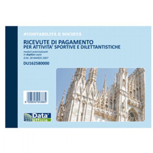 Blocco ricevute pagamento per attività sportive dilettantistiche - 50/50 copie autoricalcanti - 11,5 x 16,5 cm - DU1625800 - Data Ufficio Blocco ricevute pagamento per attività sportive dilettantistiche - 50/50 copie autoricalcanti - 11,5 x 16,5 cm - DU1625800 - Data Ufficio