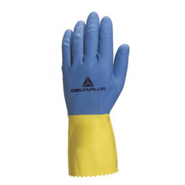 Guanti da lavoro industriale Duocolor 330 - lattice floccato cotone - taglia 08/09 - blu/giallo - Deltaplus Guanti da lavoro industriale Duocolor 330 - lattice floccato cotone - taglia 08/09 - blu/giallo - Deltaplus