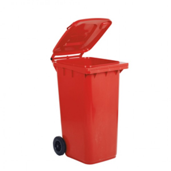 Bidone carrellato per raccolta differenziata - 240 L - rosso - Mobil Plastic