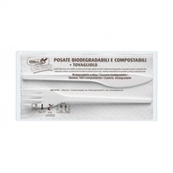 Bis posate - in estabio - con tovagliolo 2 veli - Dopla - conf. 100 pezzi