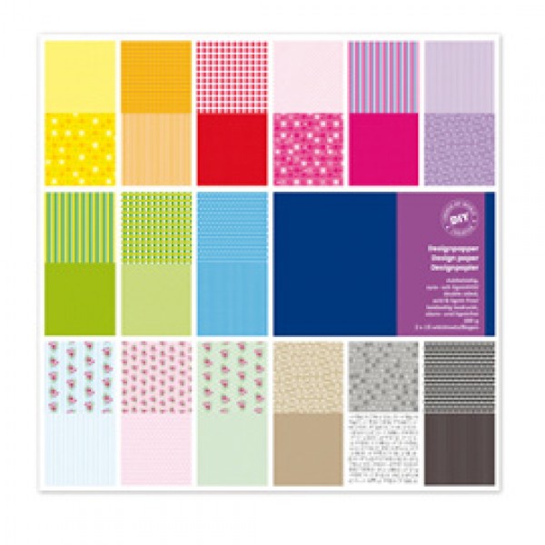 Carta Scarpbooking Vichy - 30,5 x 30,5 cm - 180 gr/m² - colori assortiti - DECO - conf. 30 fogli