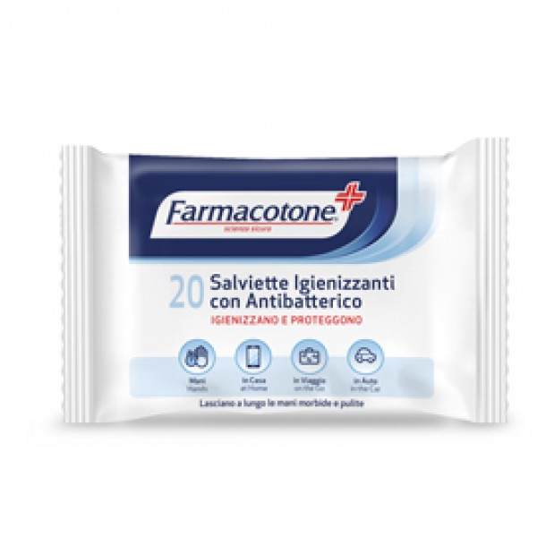Salviette igienizzanti con antibatterico - Farmacotone - busta da 20 pezzi Salviette igienizzanti con antibatterico - Farmacotone - busta da 20 pezzi
