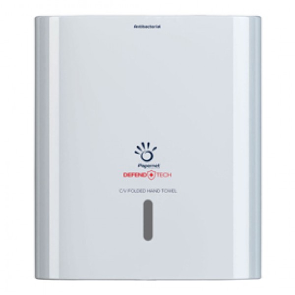 Dispenser antibatterico Defend Tech - per asciugamani piegati a C/V - Papernet Dispenser antibatterico Defend Tech - per asciugamani piegati a C/V - Papernet