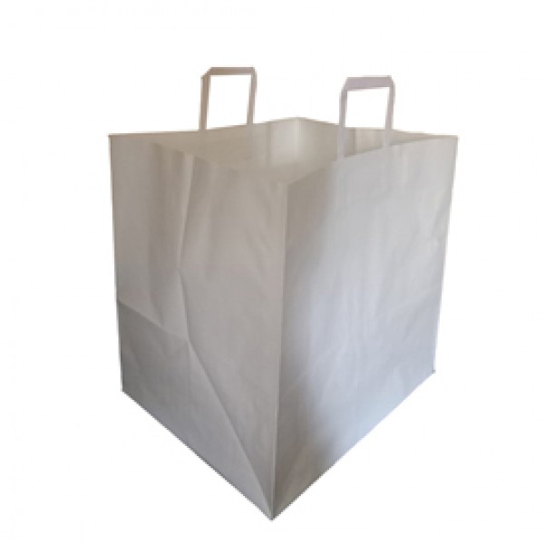 Shoppers Flat maxi - 36 x 30 x 36 cm - carta kraft - bianco - Mainetti Bags - conf. 150 pezzi