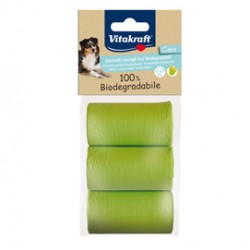 Sacchetti raccoglifeci 100% biodegradabili - Vitakraft - conf. 3 rotoli da 15 sacchetti