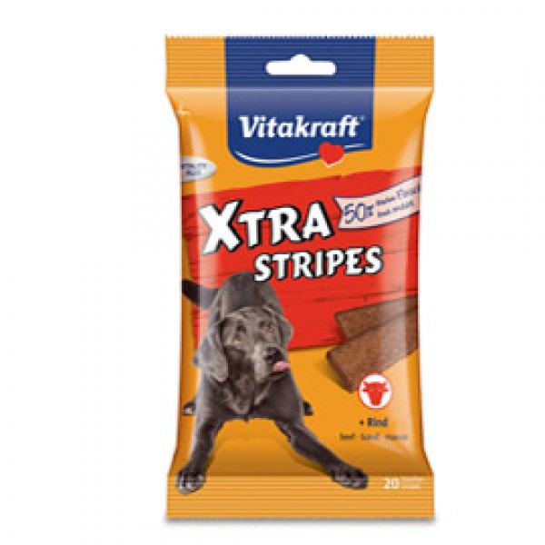 Xtra Stripes per cani - gusto manzo - 200 gr - Vitakraft - conf. 20 pezzi