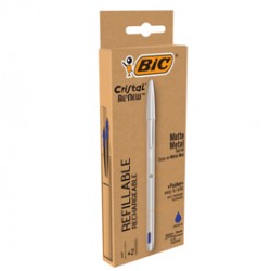 Penna sfera Cristal® Re'New - con cappuccio - 1 mm - blu - Bic®