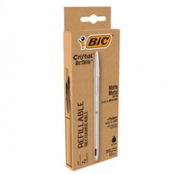 Penna sfera Cristal® Re'New - con cappuccio - 1 mm - nero - Bic®