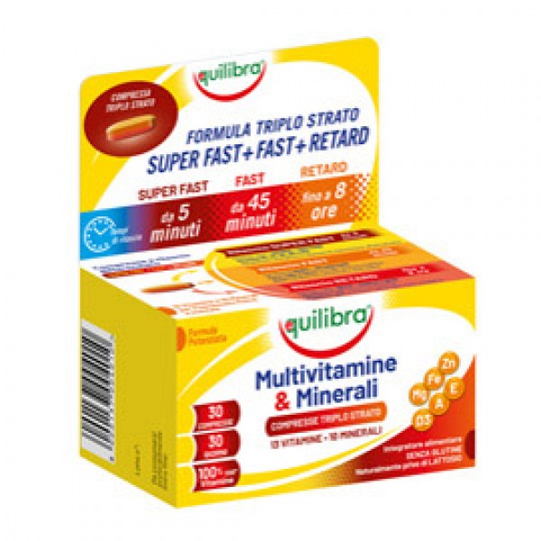 Integratore Multivitamine & Minerali - 30 compresse triplo strato (1,5 gr cad.) - Equilibra Integratore Multivitamine & Minerali - 30 compresse triplo strato (1,5 gr cad.) - Equilibra