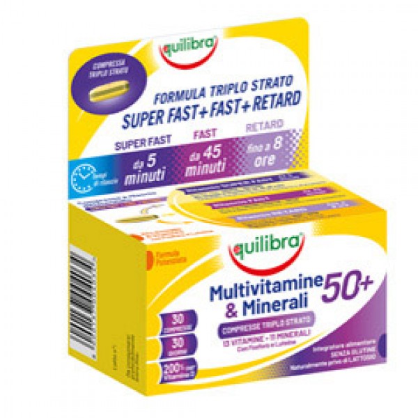 Integratore Multivitamine & Minerali 50 + - 30 compresse triplostrao (1,4 gr cad.) - Equilibra Integratore Multivitamine & Minerali 50 + - 30 compresse triplostrao (1,4 gr cad.) - Equilibra