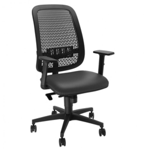 Seduta operativa Equity - schienale PP - seduta similpelle - nero - con braccioli - Unisit Seduta operativa Equity - schienale PP - seduta similpelle - nero - con braccioli - Unisit