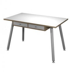 Postazione Home-Office - con sottopiano - gambe in metallo -120 x 60 x H 74,4 cm - bianco / rovere - Artexport