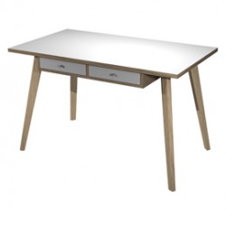 Postazione Home-Office - con sottopiano - gambe in legno -120 x 60 x H 74,4 cm - bianco / rovere - Artexport