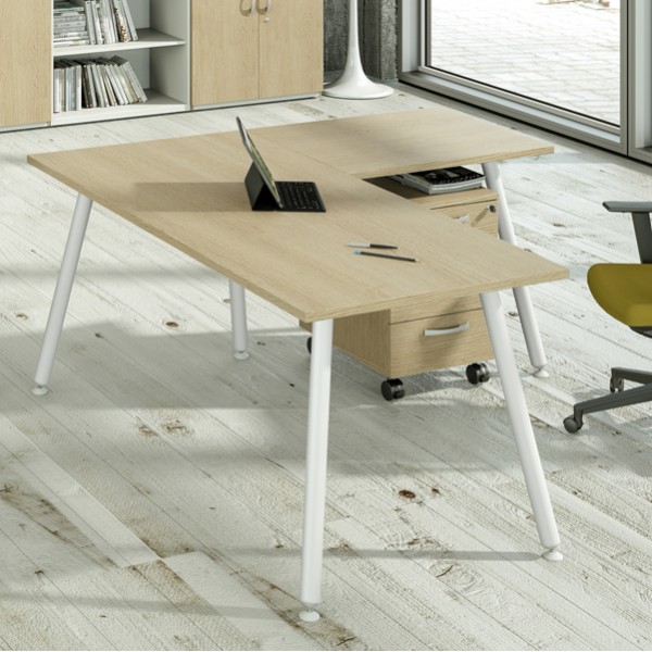 Scrivania Skinny Metal - 140 x 80 x H 74,4 cm - bianco / rovere - Artexport Scrivania Skinny Metal - 140 x 80 x H 74,4 cm - bianco / rovere - Artexport