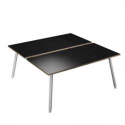 Scrivania Skinny Metal a 2 postazioni contrapp. - 140 x166 cm - bianco / nero venato - Artexport