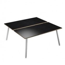 Scrivania Skinny Metal a 2 postazioni contrapp. - 160 x166 cm - bianco / nero venato - Artexport